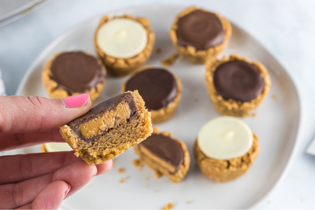 inside a keto peanut butter cup cookie