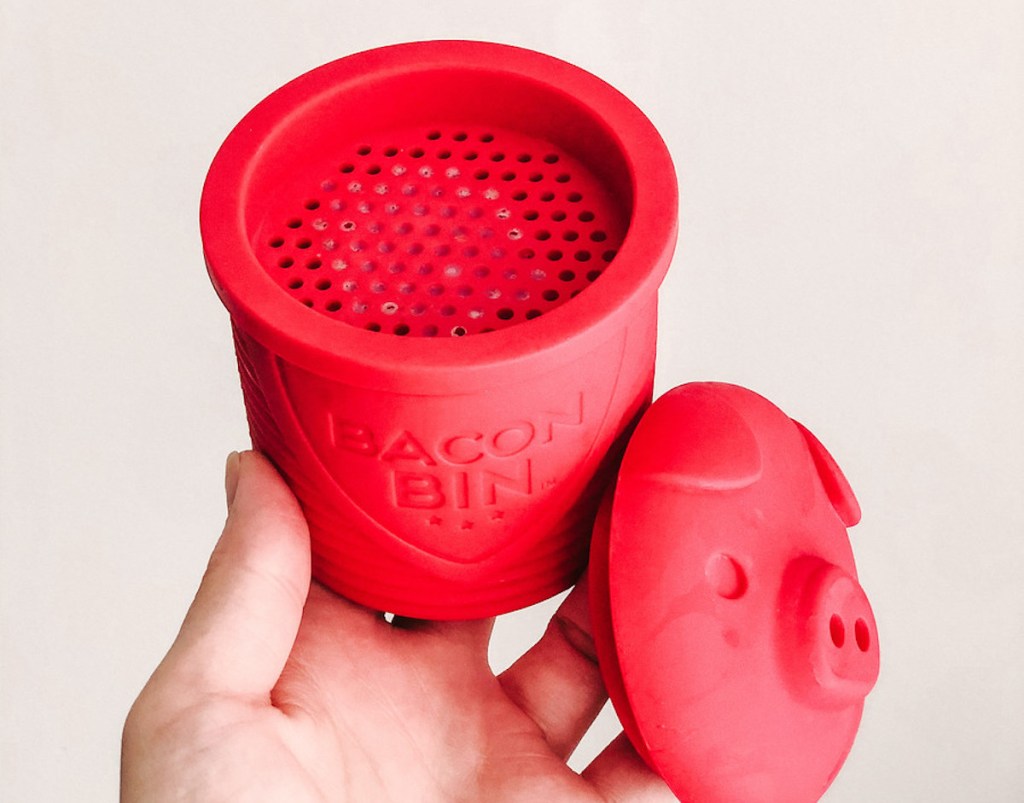 Bacon Bin Grease Holder Pink Pig Shape