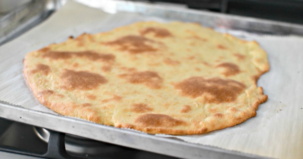 fathead dough on a baking sheet