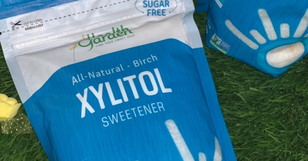 Health Garden Xylitol Sweetener bag on grassy surface
