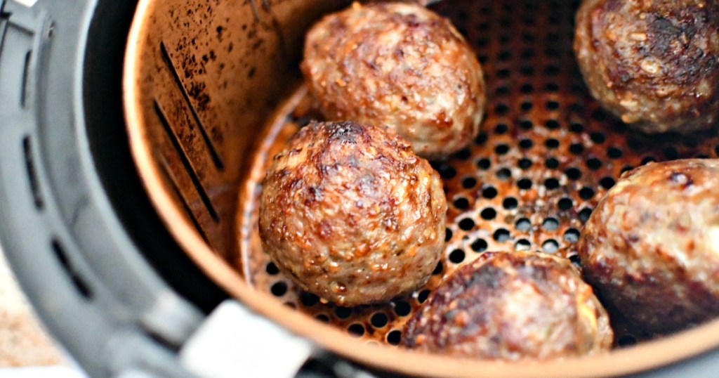 keto scotch eggs inside the air fryer after cooking