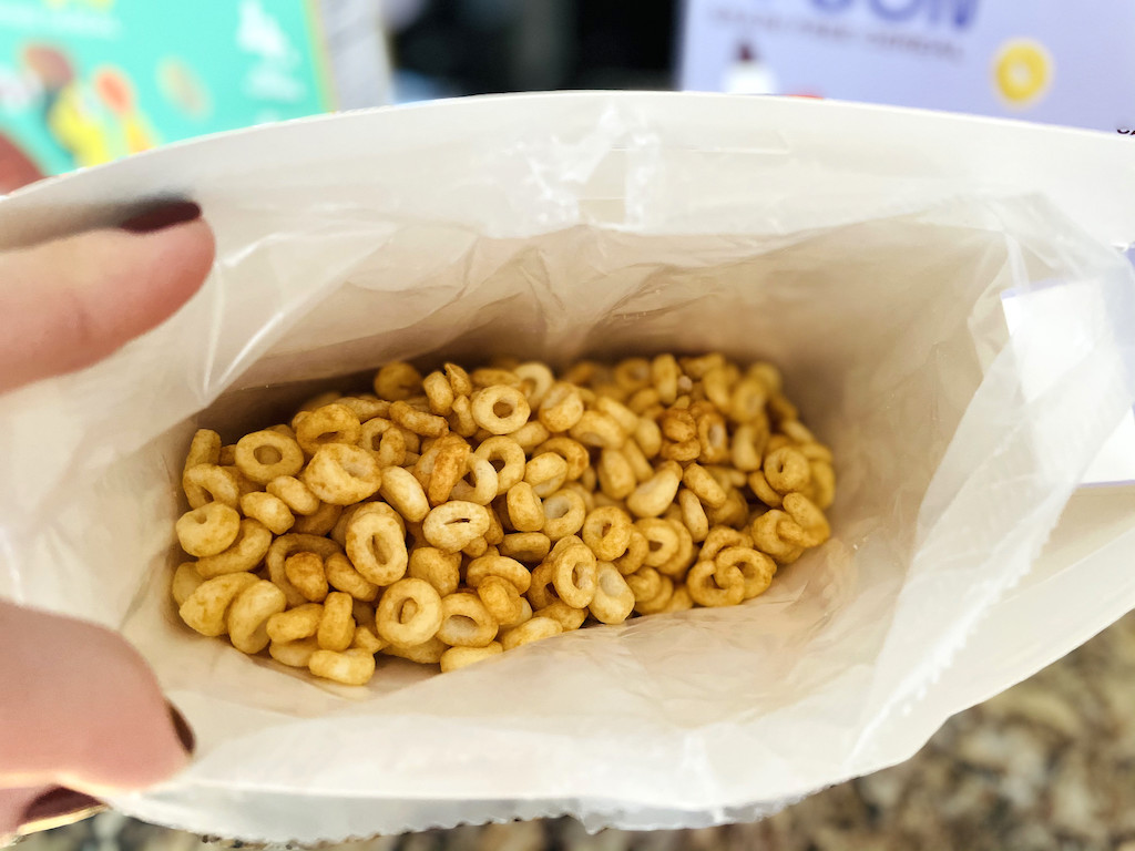 opening bag of Magic Spoon cereal 