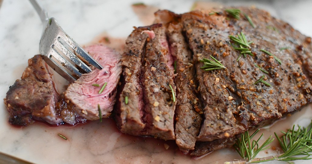 sliced steak from air fryer