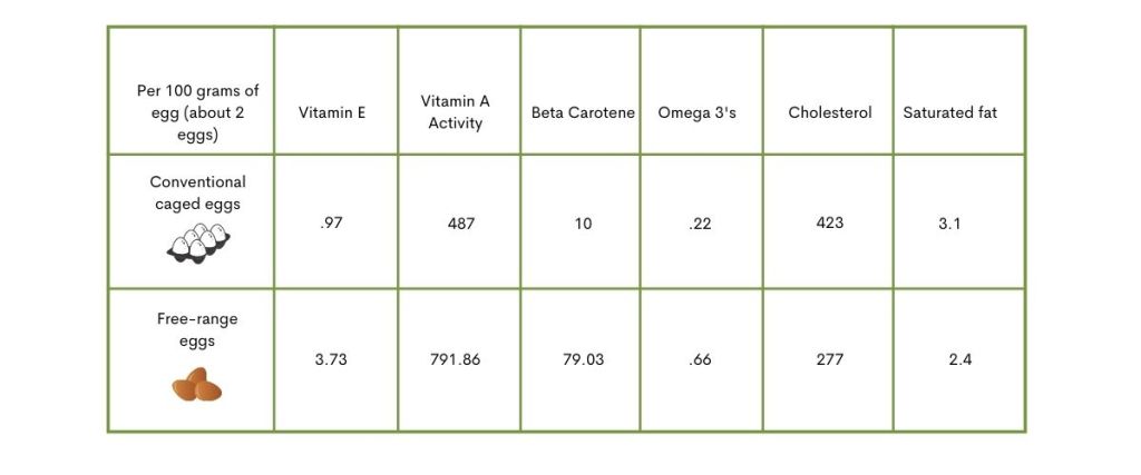 A graph showing egg nutrients