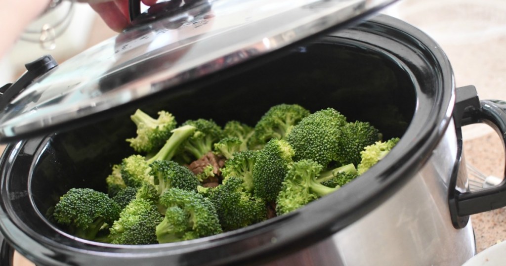 adding broccoli to slow cooker