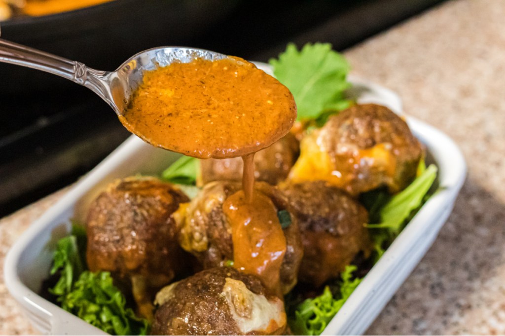 drizzle pumpkin sauce over meatball