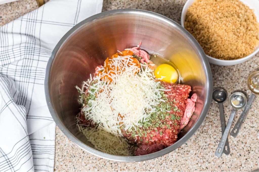 meatball mix in bowl