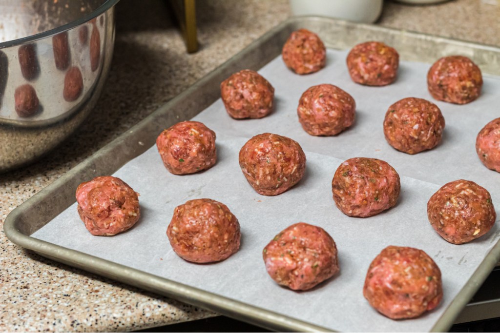 meatballs on a baking sheet