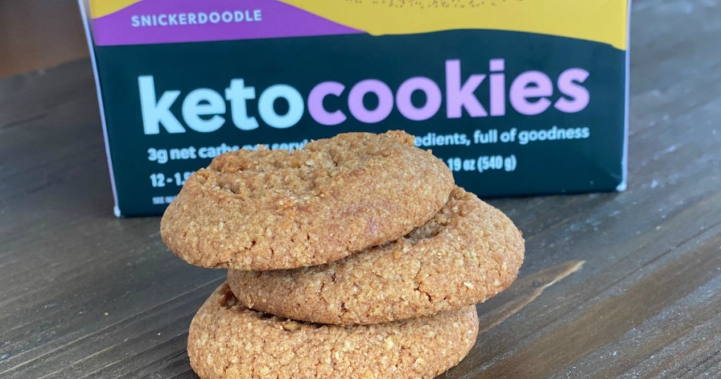 Perfect Keto snickerdoodle keto cookies sitting on table 