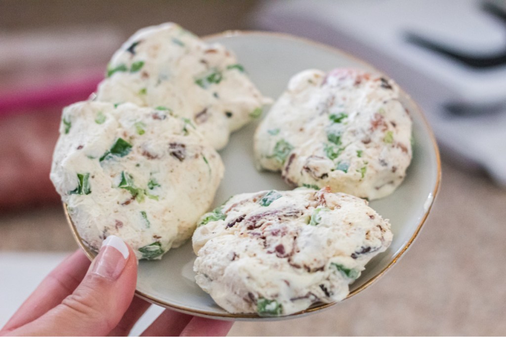 cream cheese disks on a plate 