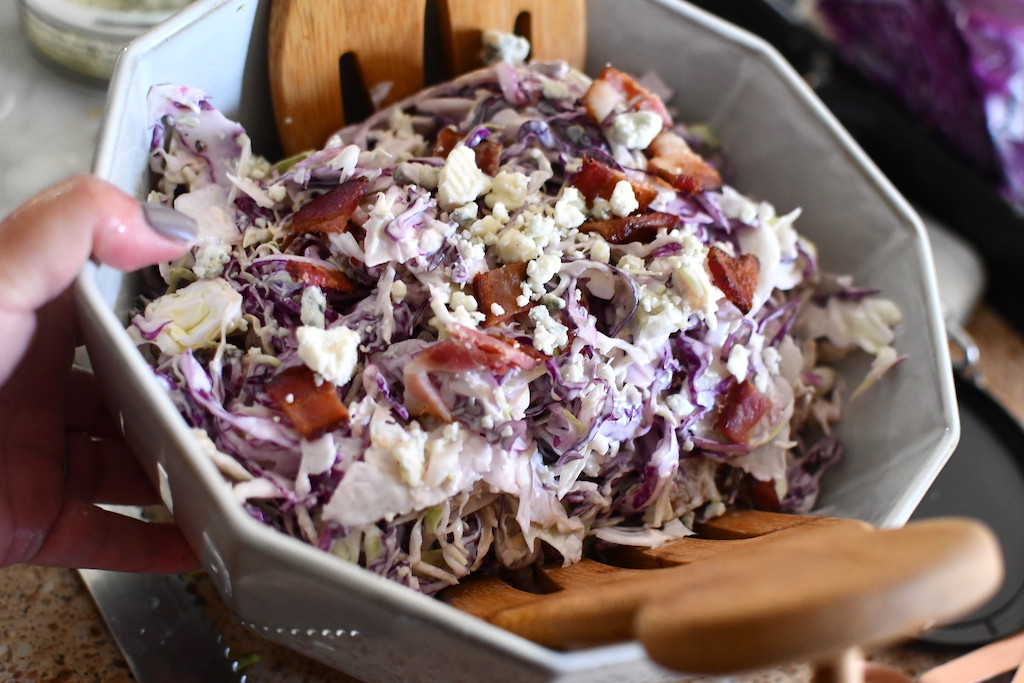 blue cheese coleslaw dressing Keto Blue Cheese Coleslaw with Bacon