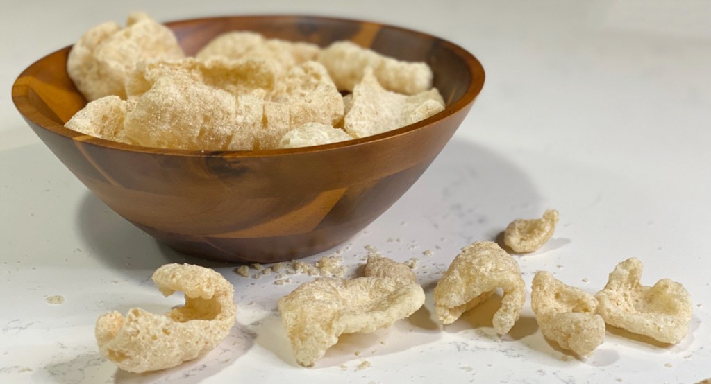 bowl of pork rinds