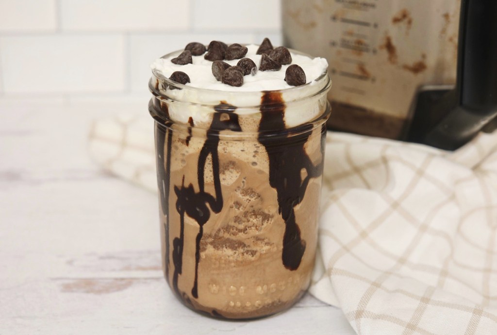 keto double chocolate chip frappuccino in glass