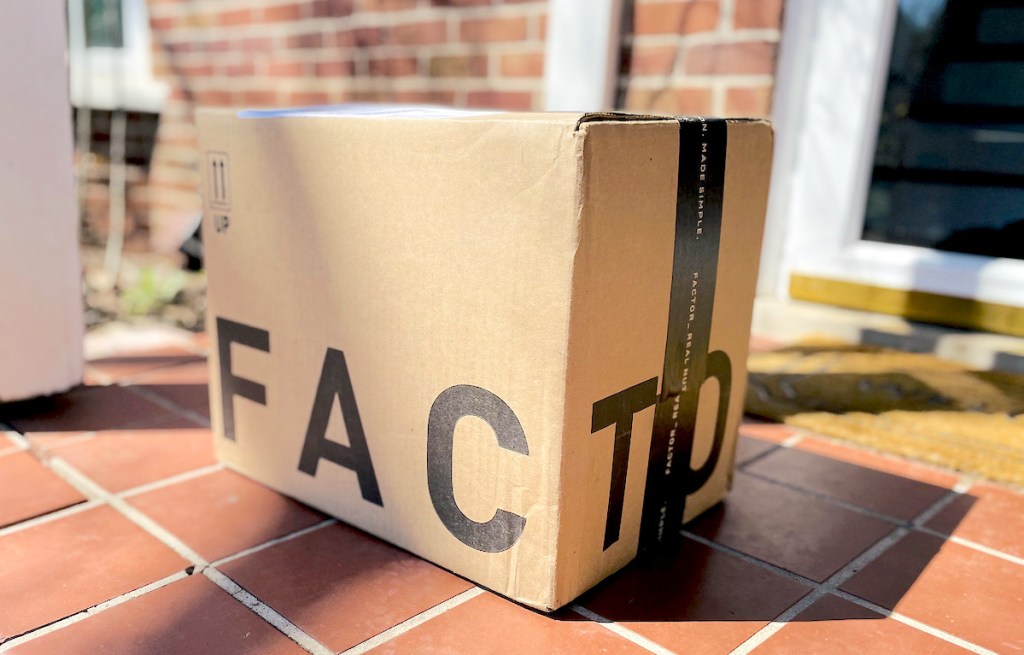 factor delivery box on front porch