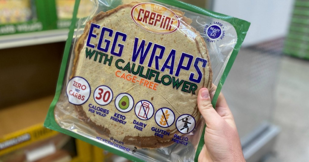 holding Crepini egg wraps with cauliflower 