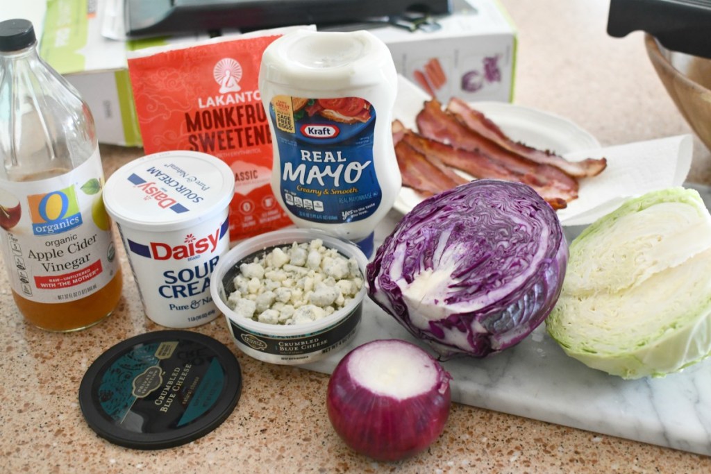 ingredients for blue cheese coleslaw