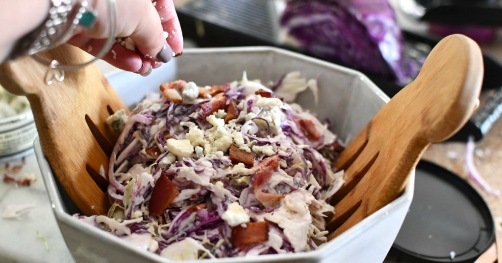 putting blue cheese in keto coleslaw with bacon 