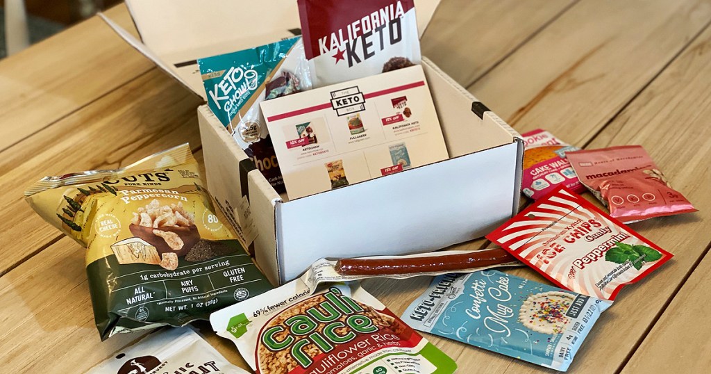 keto box snacks sitting on a table