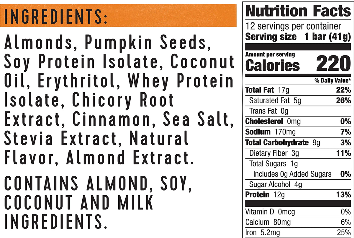 ingredients and nutrition facts 