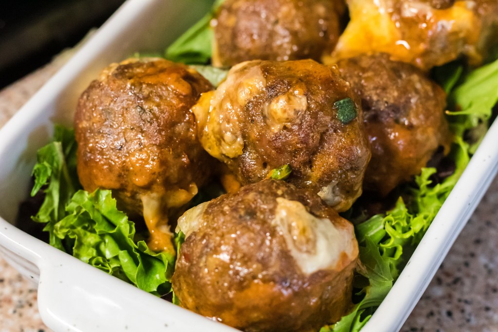 Keto Pumpkin Meatballs in a dish