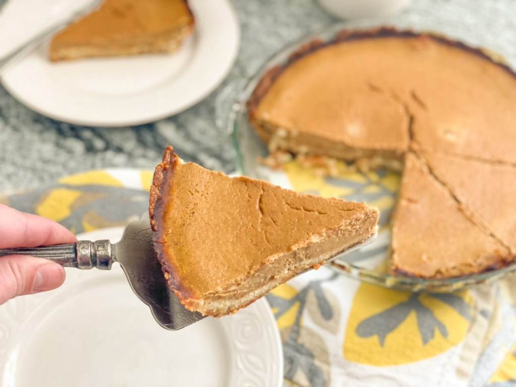 slice of keto pumpkin pie