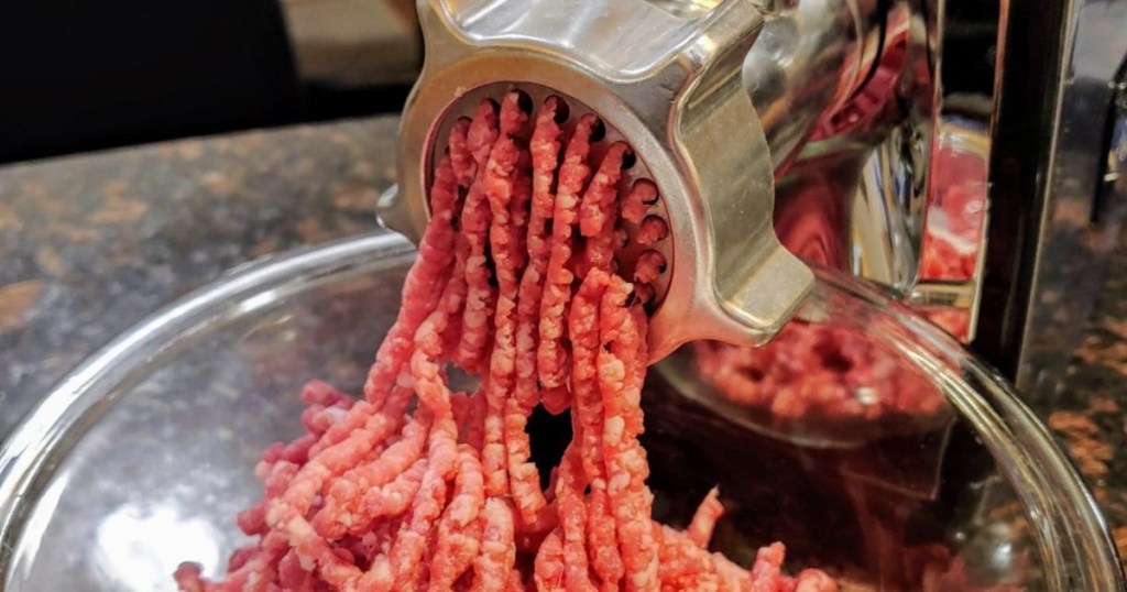 meat grinder making ground beef