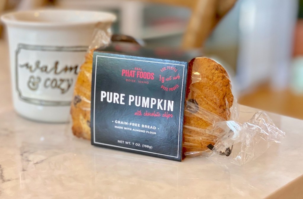 loaf of pumpkin phat foods bread for keto pumpkin giveaway