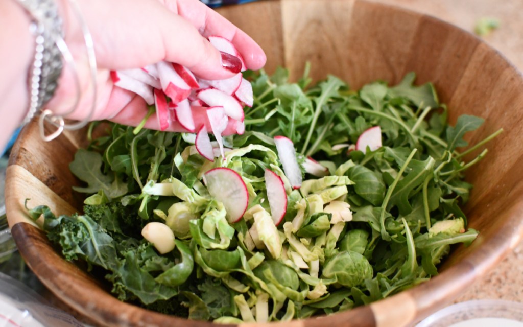 veggies in kale salad