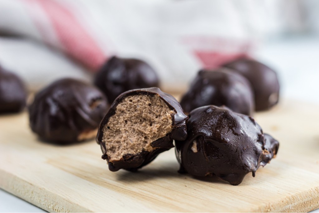 Keto Cherry Fat Bombs on a cutting board