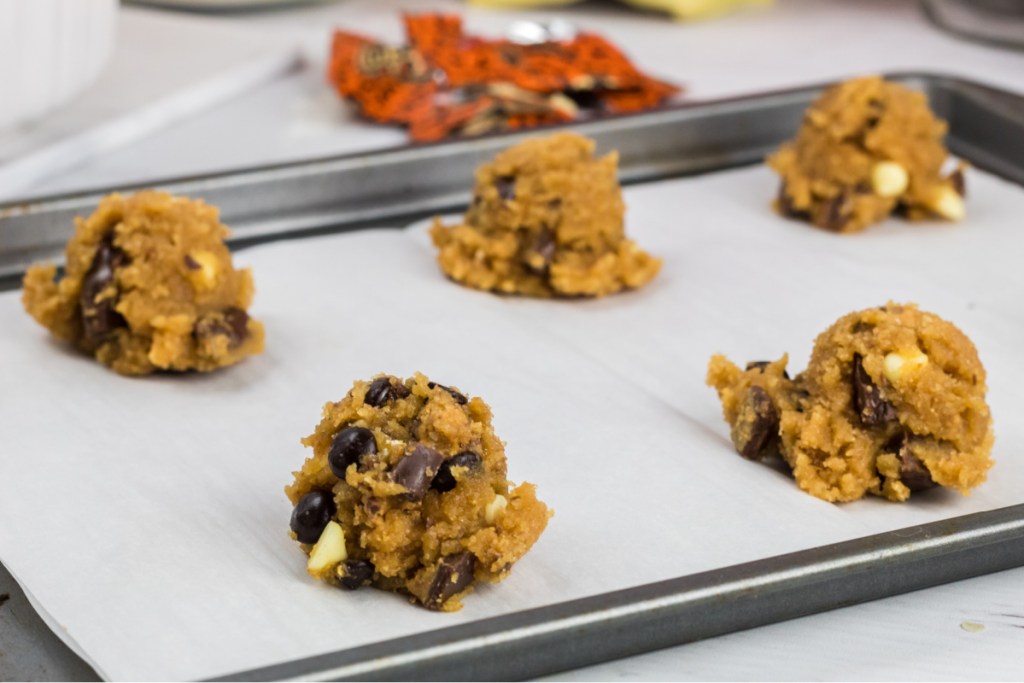 Keto monster Cookie dough on baking sheet