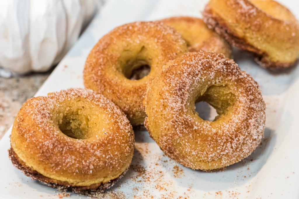 plate of keto pumpkin donuts