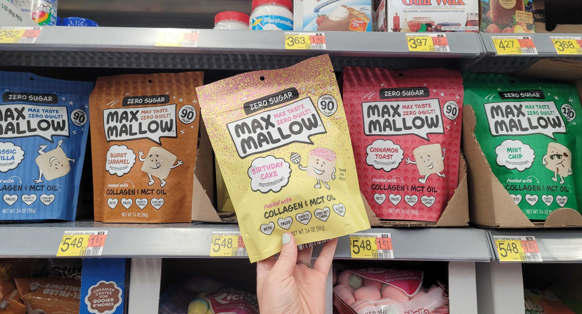 Max Mallow Marshmallows at Walmart, some of our favorite keto, sugar free, and zero carb snacks