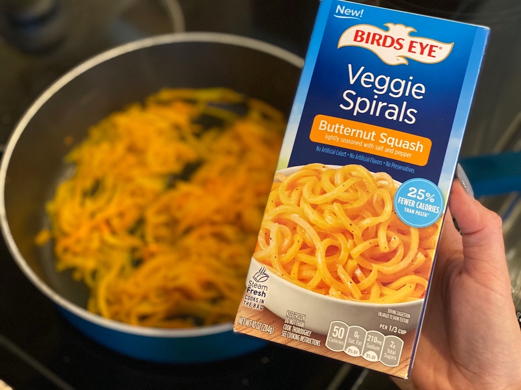 holding box of butternut squash veggie spirals 