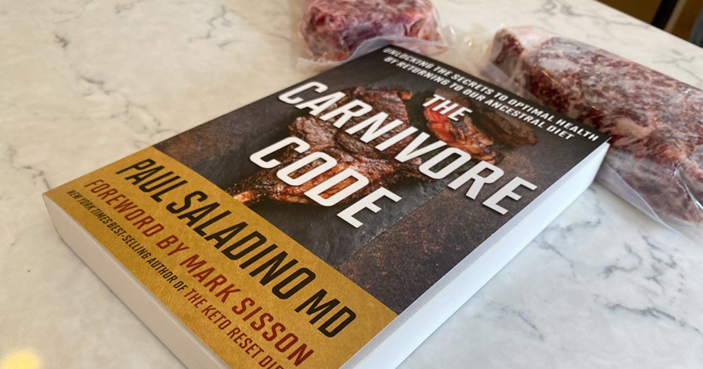 carnivore code book on countertop