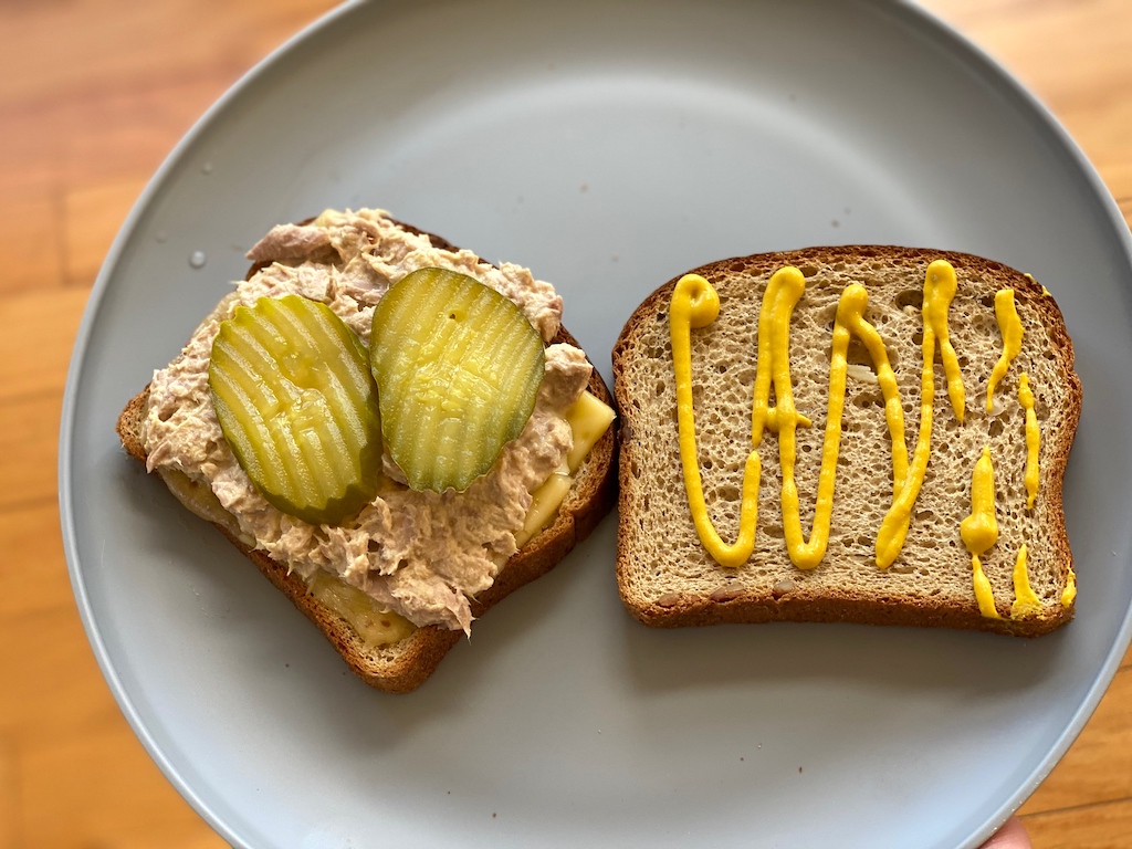 tuna sandwich with ALDI keto bread 