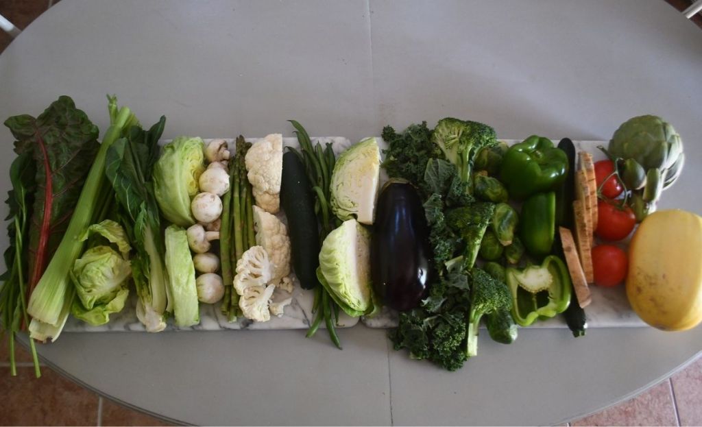 A tray of vegetables