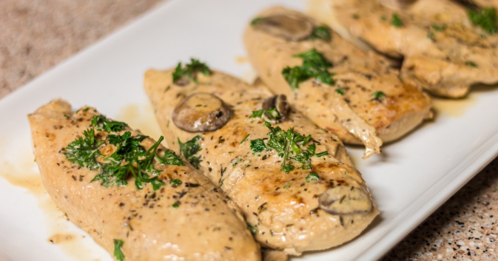 Keto chicken marsala on a plate