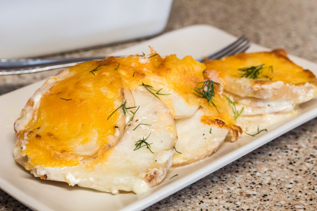 side dish of keto scalloped potatoe