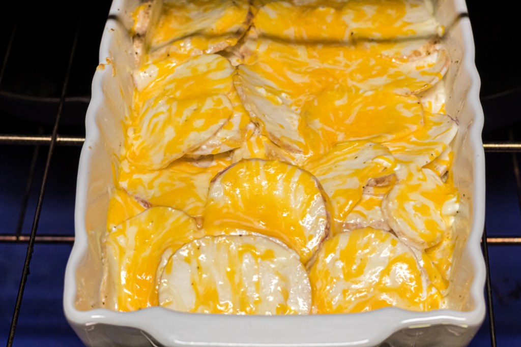 keto scalloped potatoes in the oven