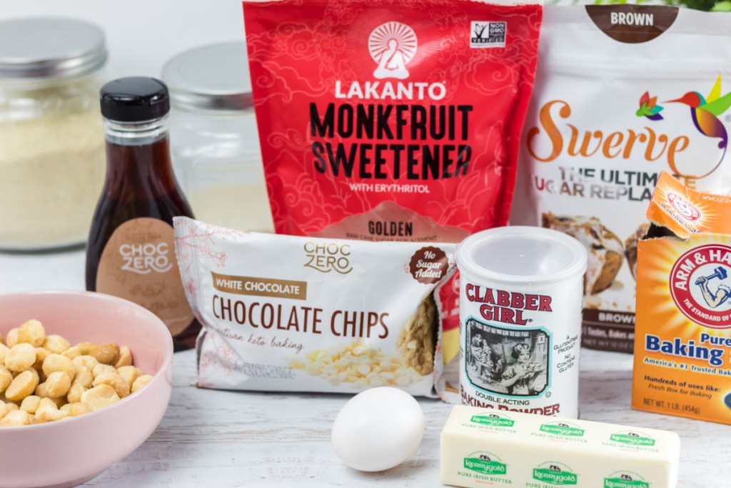 ingredients for Keto White Chocolate macadamia nut cookie