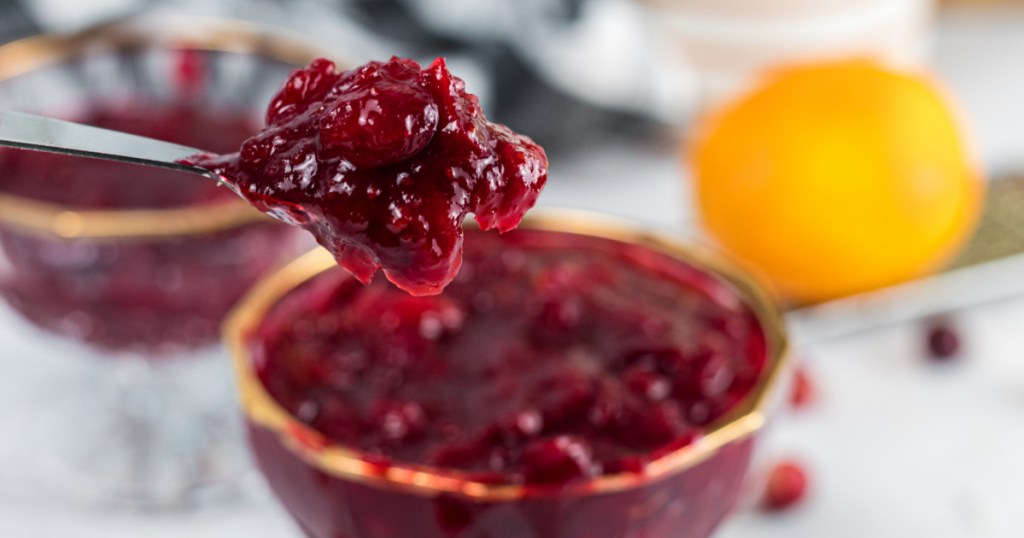 spoonful of keto cranberry sauce