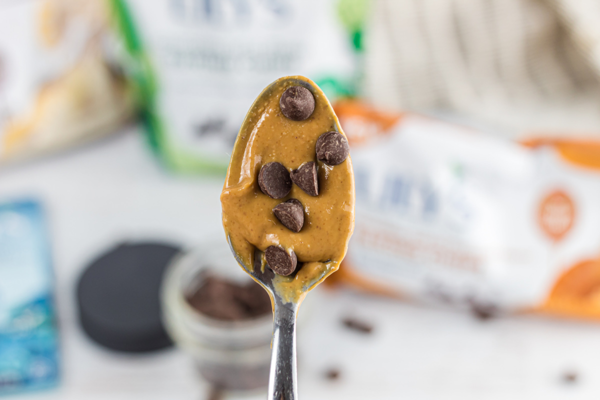 spoonful of peanut butter and Lily's seasonal baking chips