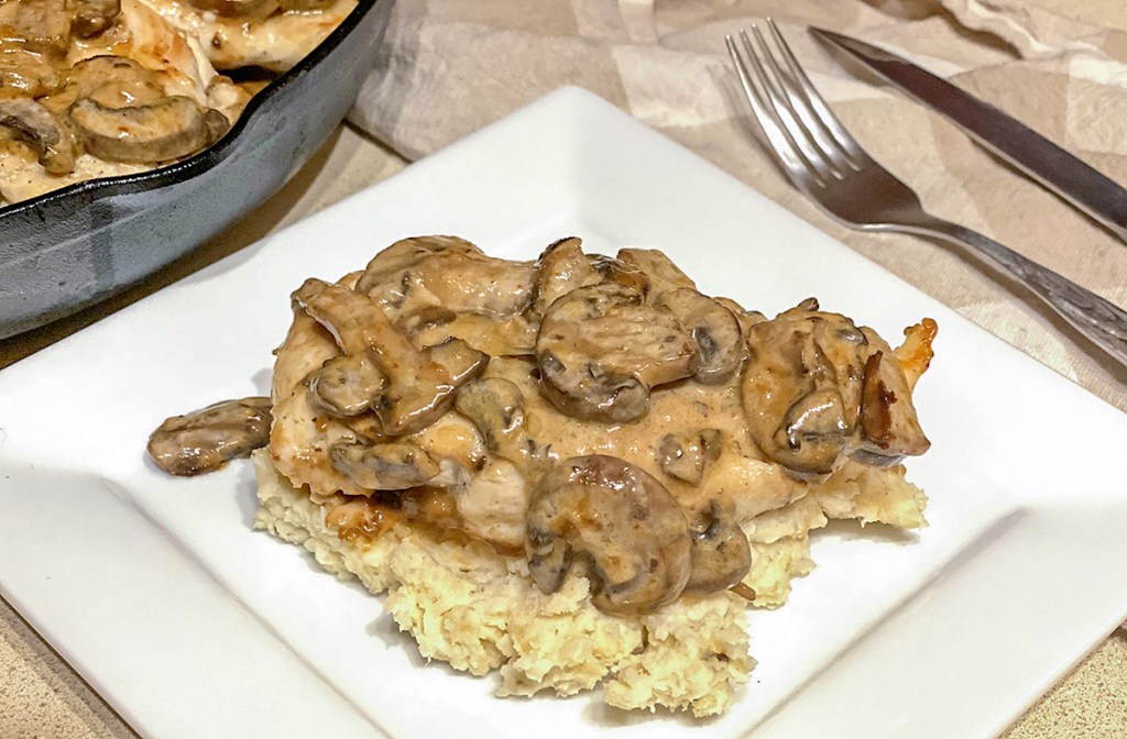 plate of keto chicken marsala