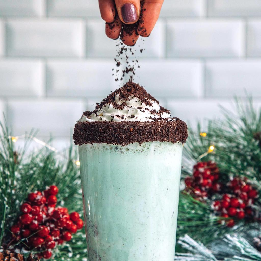 Enlightened peppermint fudge milkshake 