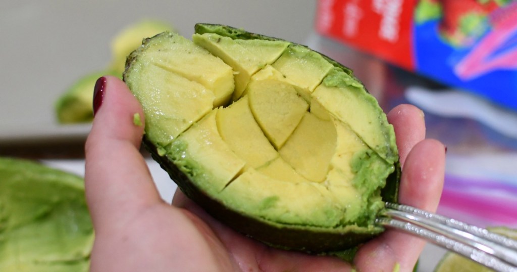 half an avocado cut into cubes