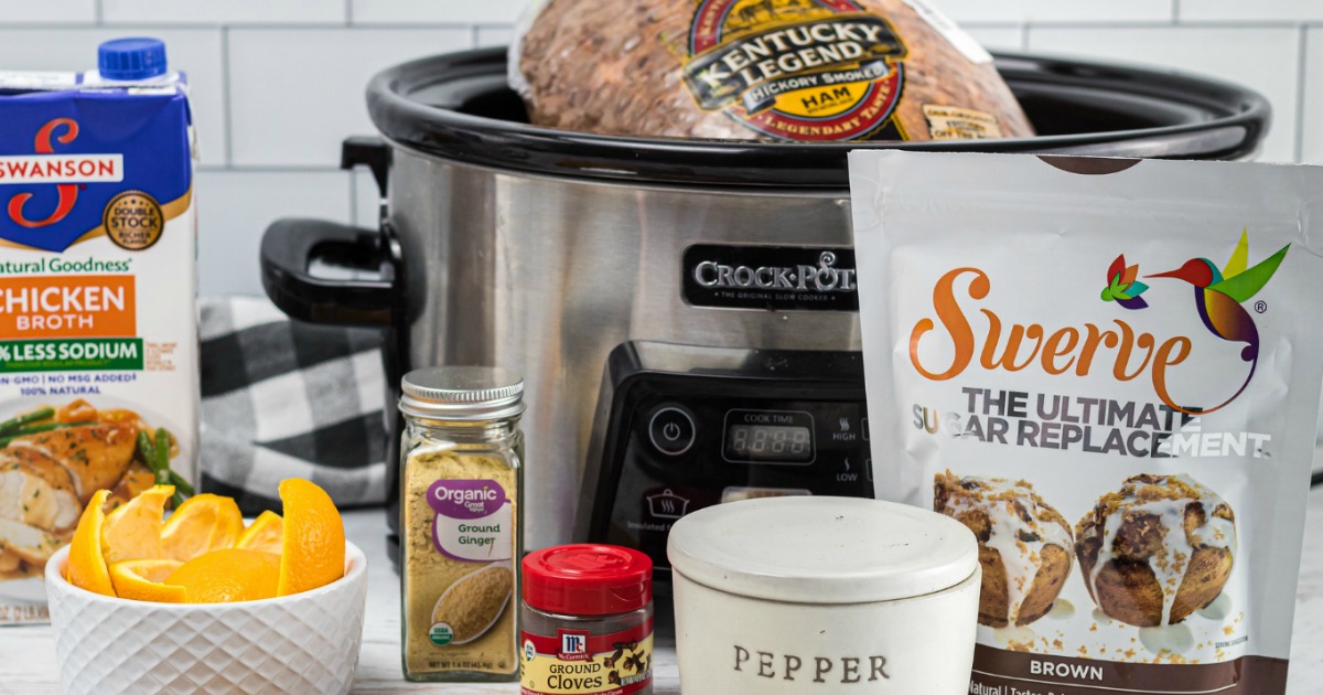 ingredients to make keto crockpot glazed ham recipe