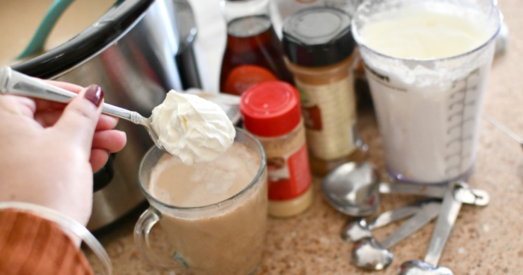 keto whipped cream on gingerbread latte