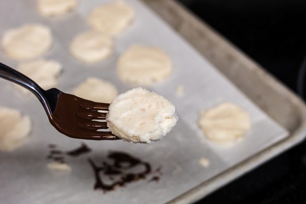 peppermint patty filling on a fork