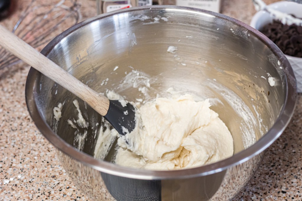 keto peppermint patty filling in mixing bowl