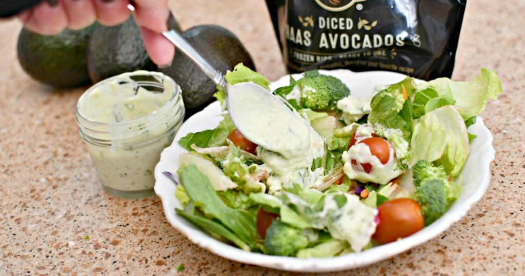 making avocado ranch salad dressing